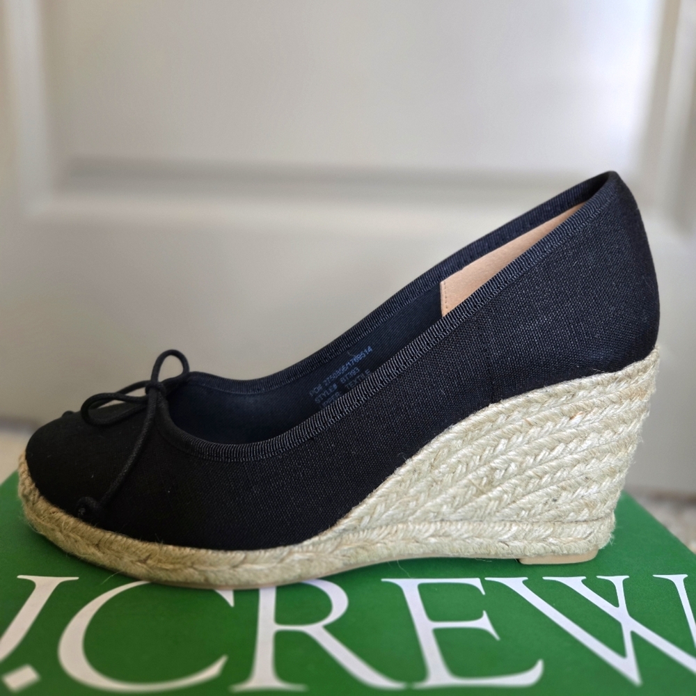 J. Crew Black Seville Espadrille Wedges New 9